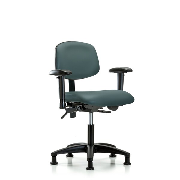Desk Chair Desk Chair, Vinyl, Tilt AA Glides, Blu, Adjustable Arms, 18" to 23" Height, Vinyl