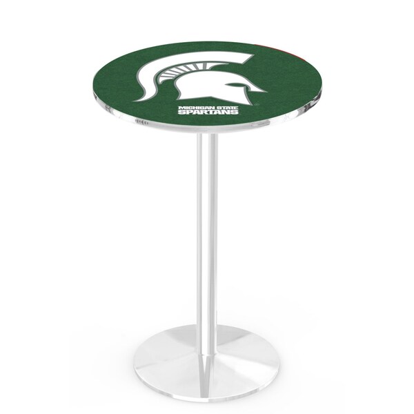 42" Chrome Michigan State Pub Table, 36" dia. Top