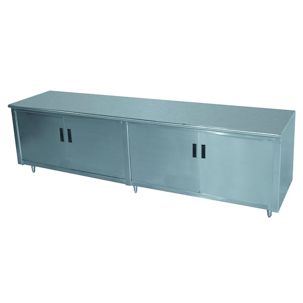 Work Table 96 in.W x 36 in.D cabinet base with hinged doors