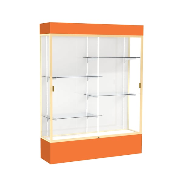 Lighted Floor Display Case 60x80x16, White, Champange