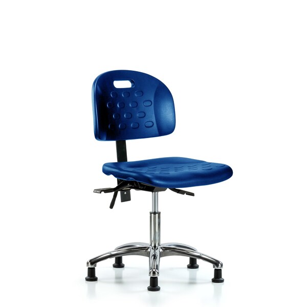 Poly Chair Chrome, Desk, Tilt, Glides, Blue