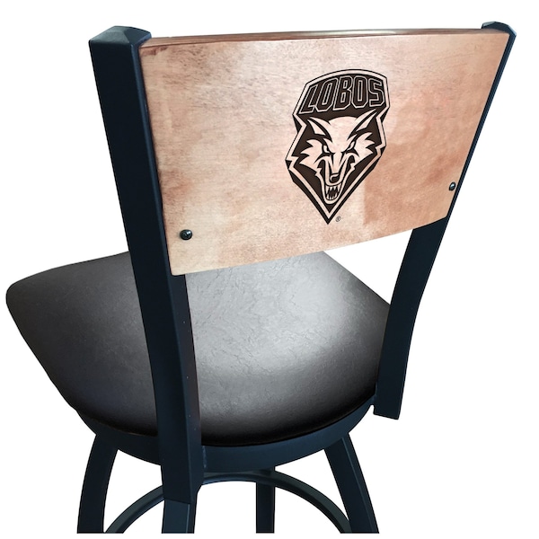 25" Blk Wrinkle New Mexico Swivel Bar Stool, Laser Engraved Back