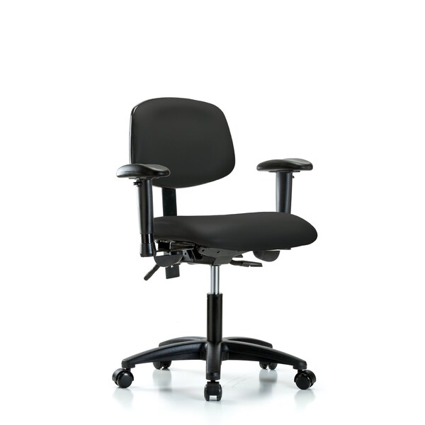 Desk Chair Desk Chair, Vinyl, AA Casters, Blk, Adjustable Arms, 18" to 23" Height, Vinyl, Black