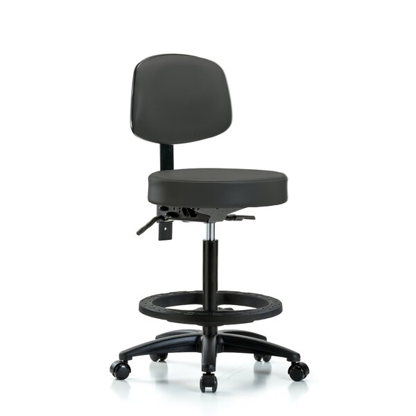 Bench Stool, Hi, Vinl, Bk, Tilt, BF, Cast, Gry