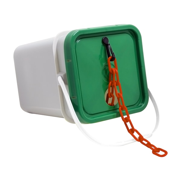 1.5" x 300' Traffic Orange Plastic Safety Chain - Pail