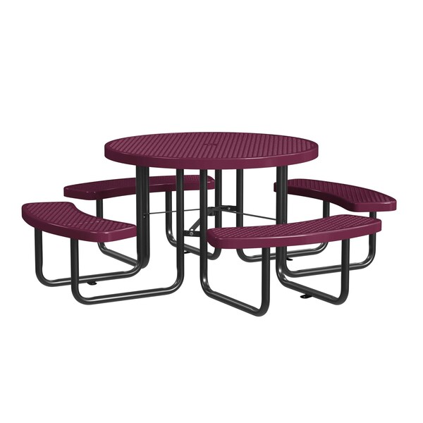 Round Picnic Table, Burgundy, Surface Mount, 46 in