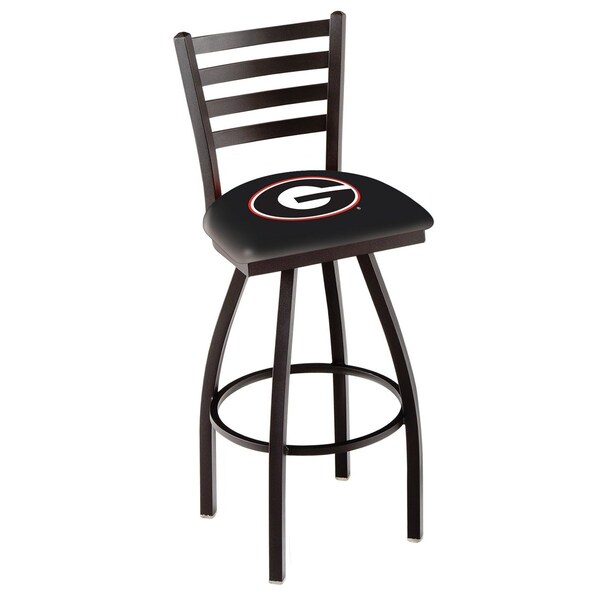 25" Blk Wrinkle Georgia "G" Swivel Bar Stool, Ladder Back