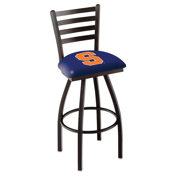 25" Blk Wrinkle Syracuse Swivel Bar Stool, Ladder Back