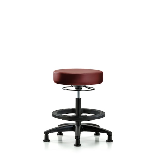 Vinyl Stool, Med Bench, Foot Ring, Glides, Taupe