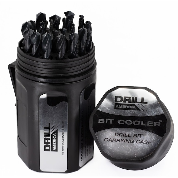 29 Piece HSS Black Oxide Drill Bit Set, 1/16" - 1/2", Round Bit Cooler Case, D/A Series