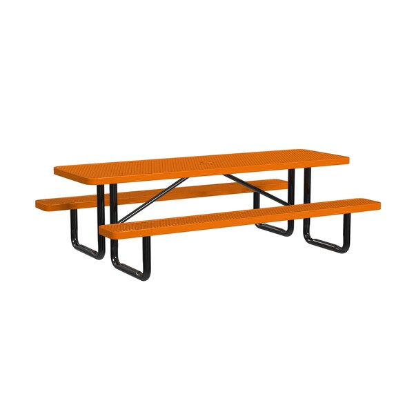 Rectangle Portable Picnic Table, Orange, 8 ft L