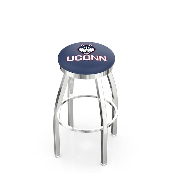 25" Chrome Connecticut Swivel Bar Stool, Accent Ring