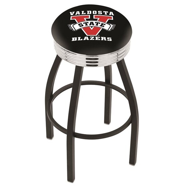 25" Blk Wrinkle Valdosta State Swivel Bar Stool, Chrome Ring