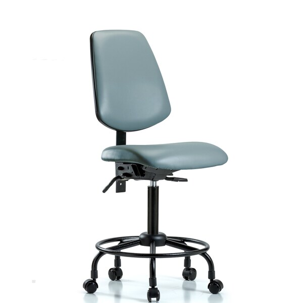 Vinyl Chair, Med Bench, Round Tube Base, Med Back, Casters, Storm