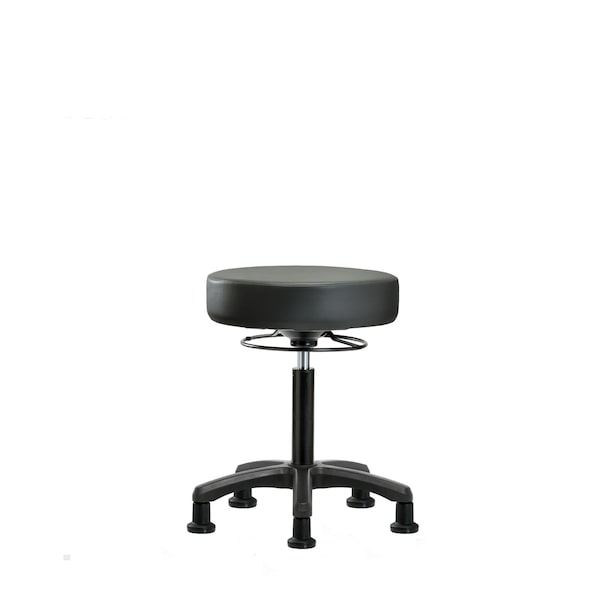 Vinyl Mini-Stool, Med Bench, Glides, Carbon