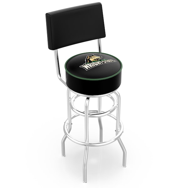 25" Chrome 2-Ring Wright State Swivel Bar Stool, Back