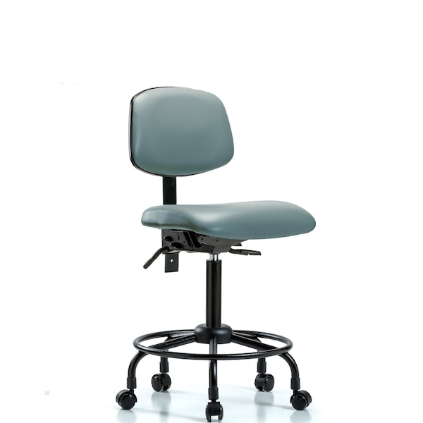 Vinyl Chair, Med Bench, Round Tube Base, Tilt, Casters, Storm