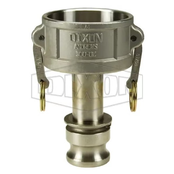 Type DA Cam and Groove Reducing Coupler, 1-1/2 x 3 in Nominal, Coupler x Adapter End Style, 316 SS