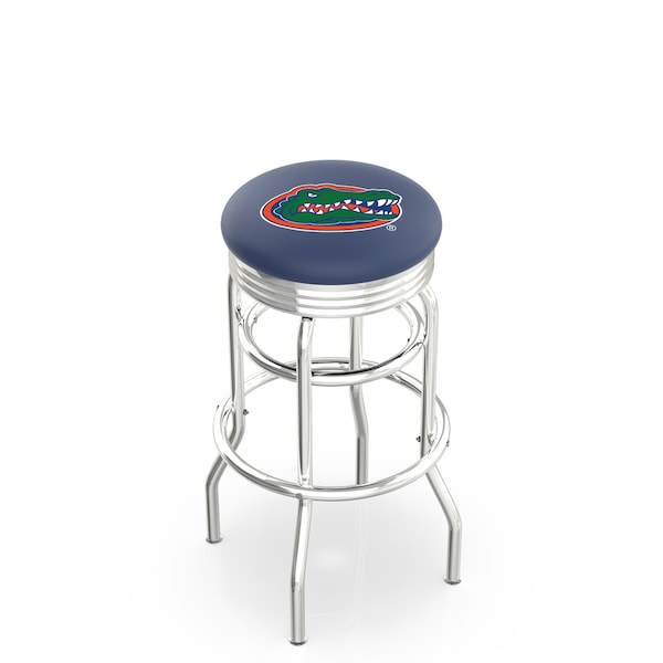 25" Chrome 2-Ring Florida Swivel Bar Stool, Accent Ring