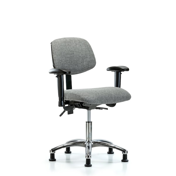 Desk Chair Desk Chair, Fabric, Chr Tilt AA Glides, Gry, Adjustable Arms, 19" to 24" Height, Fabric