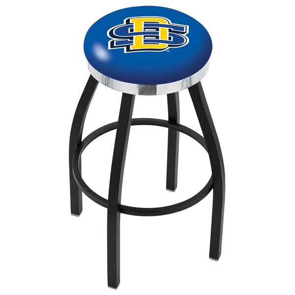 25" Blk Wrinkle South Dakota State Swivel Bar Stool, Chrome Ring