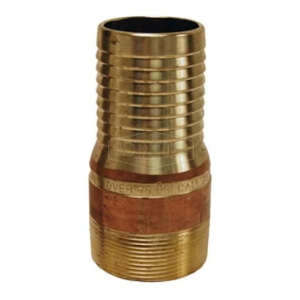 King Combination Nipple, 1-1/4 in x 3-15/16 in L Hose Shank x MNPT, Brass, Domestic