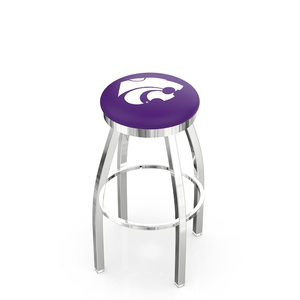 25" Chrome Kansas State Swivel Bar Stool, Accent Ring