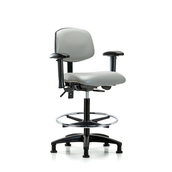 Chair, Poly, Med Bench, Chrome AA Casters, 6-Way Adjustable, 26" to 35" Height, Dove