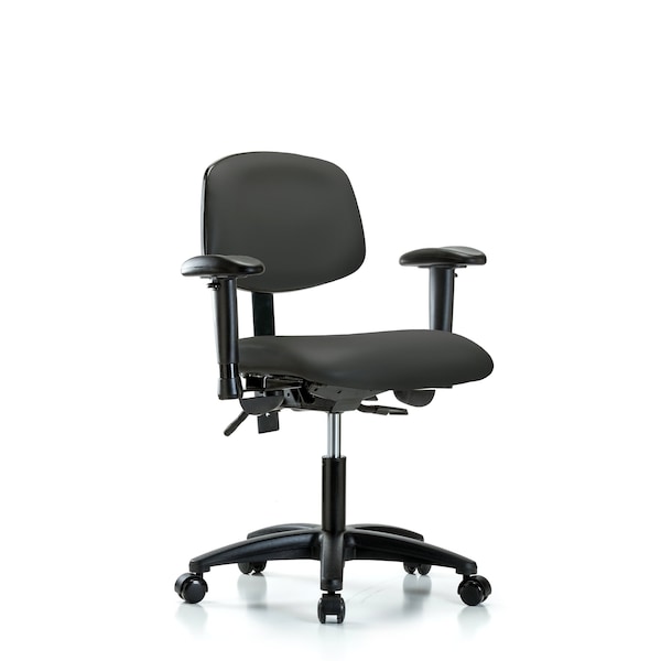 Desk Chair Desk Chair, Vinyl, AA Casters, Gry, Adjustable Arms, 18" to 23" Height, Vinyl, Charcoal