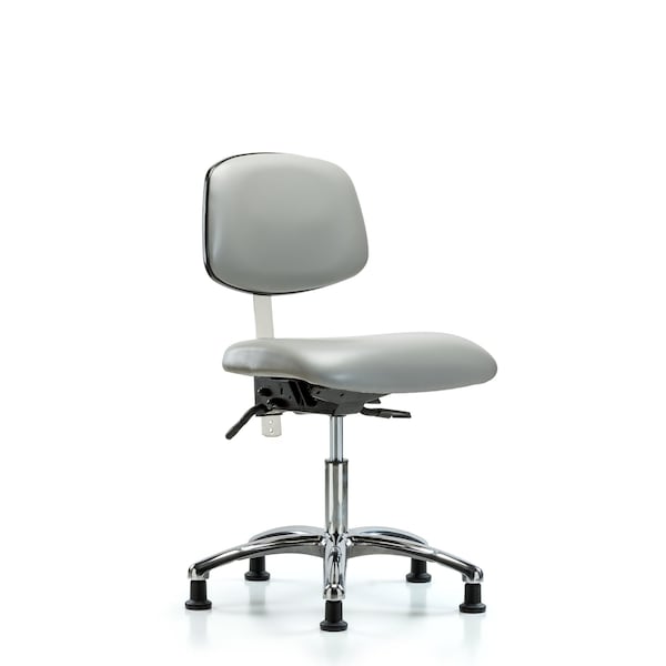 Clean Room Chair Desk Chair, Vinyl, Chrm, Glides, Dov, CL100, No Arms, 18" to 23" Height, Vinyl, Dove