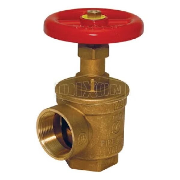 Global Angle Hose Valve with Red Steel Hand wheel, 1-1/2 x 1-1/2 in Nominal, FNPT x FNPT End Style,