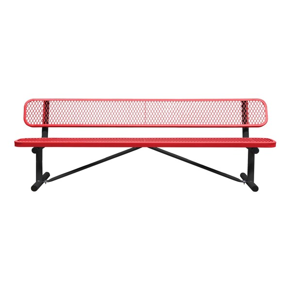 Portable, Bench with Back, 8ft., Red