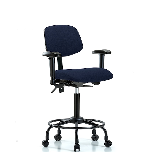 Chair, Fabric, Med Bench, RT AA Casters, Nav, 6-Way Adjustable, 22" to 29" Height, Dark Blue