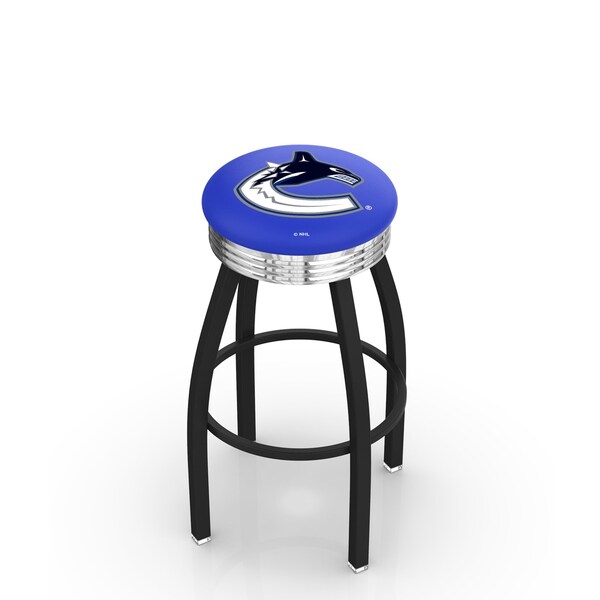 25" Blk Wrinkle Vancouver Canucks Swivel Bar Stool, Chrome Ring