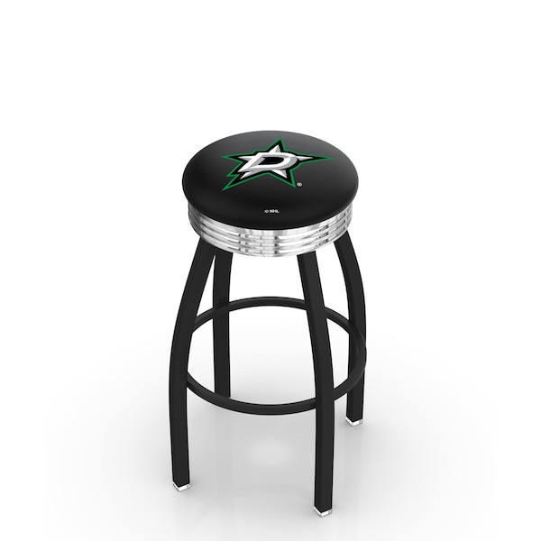 25" Blk Wrinkle Dallas Stars Swivel Bar Stool, Chrome Ring