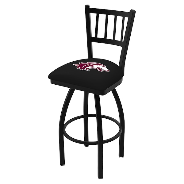 25" Blk Wrinkle Southern Illinois Swivel Bar Stool, Jailhouse Back