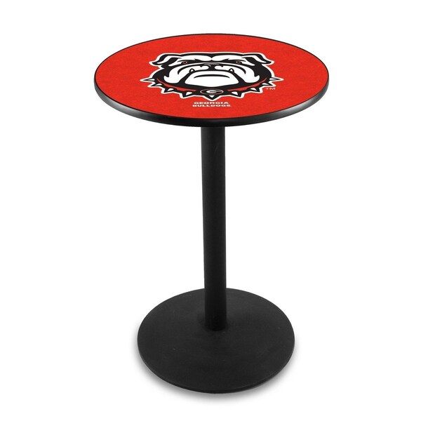 42" Blk Wrinkle Georgia "Bulldog" Pub Table, 36" dia. Top