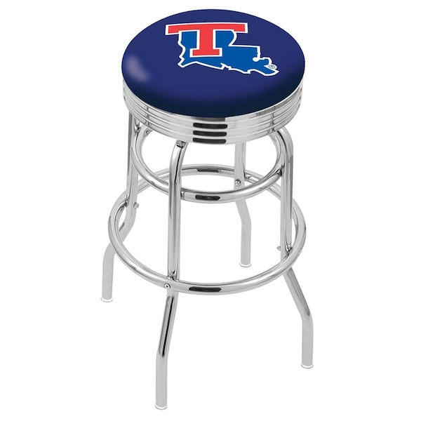 25" Chrome 2-Ring Louisiana Tech Swivel Bar Stool, Accent Ring