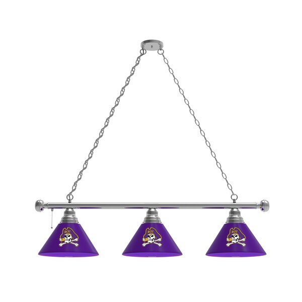 East Carolina 3 Shade Billiard Light, Chrome Fixture