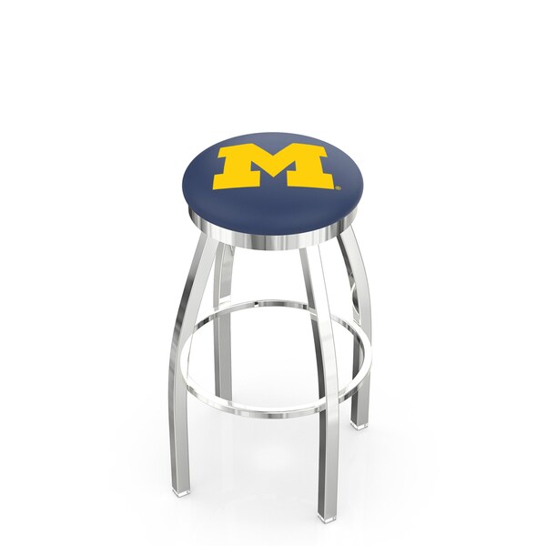 25" Chrome Michigan Swivel Bar Stool, Accent Ring