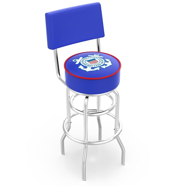 25" Chrome 2-Ring U.S. Coast Guard Swivel Bar Stool, Back