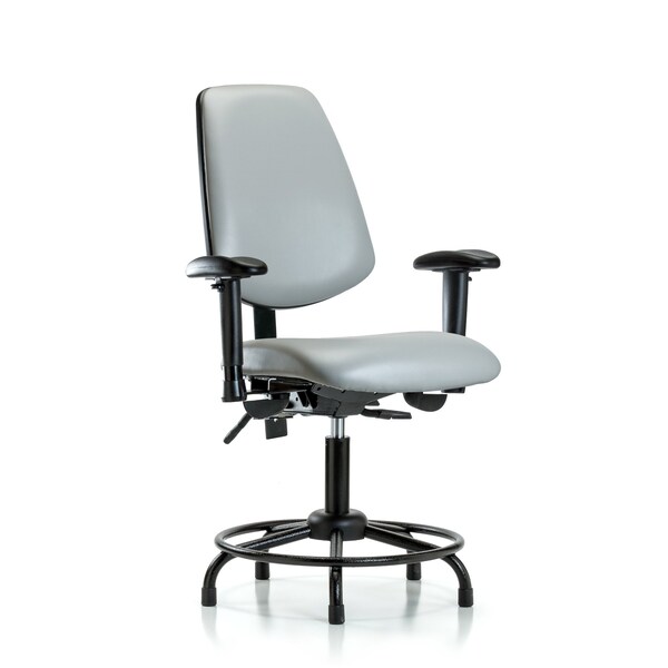 Desk Chair Adjustable Arms, 18" to 23" Height, Vinyl, Dove