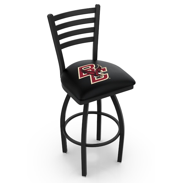 25" Blk Wrinkle Boston College Swivel Bar Stool, Ladder Back