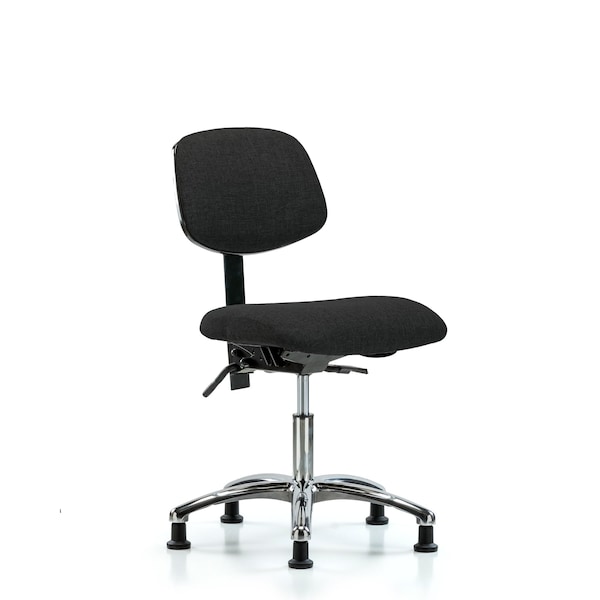 Desk Chair Desk Chair, Fabric, Chrome Glides, Blk, No Arms, 19" to 24" Height, Fabric, Black