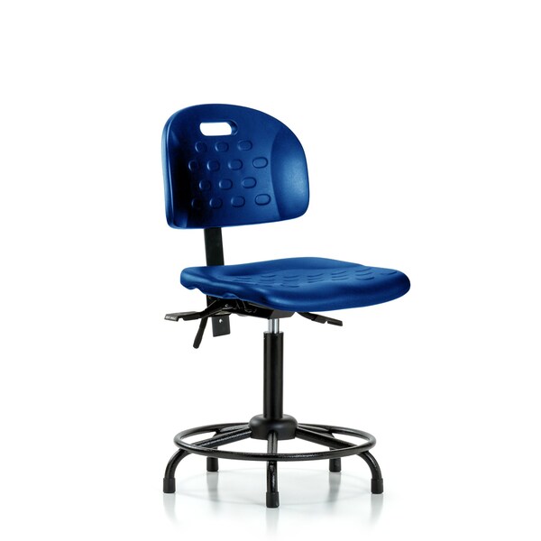 Poly Chair, Round Tube Base, Med Bench, Tilt, Glides, Blue