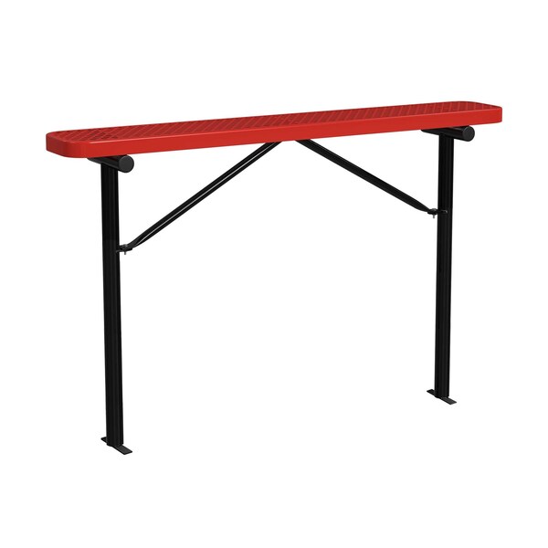 Bench w/o Back, Ingroud Mount, 6ft., Red