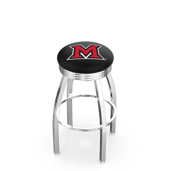 25" Chrome Miami (OH) Swivel Bar Stool, Accent Ring
