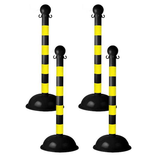 Black/Yellow 3" Heavy Duty Stanchion (4-Pack)