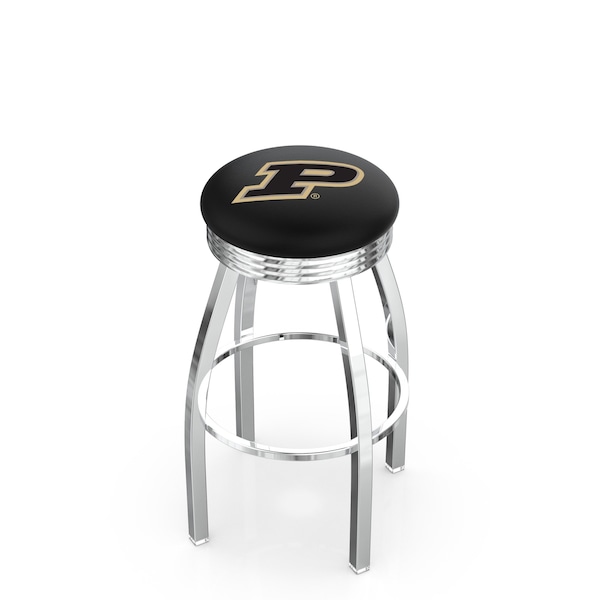25" Chrome Pitt Swivel Bar Stool, Accent Ring