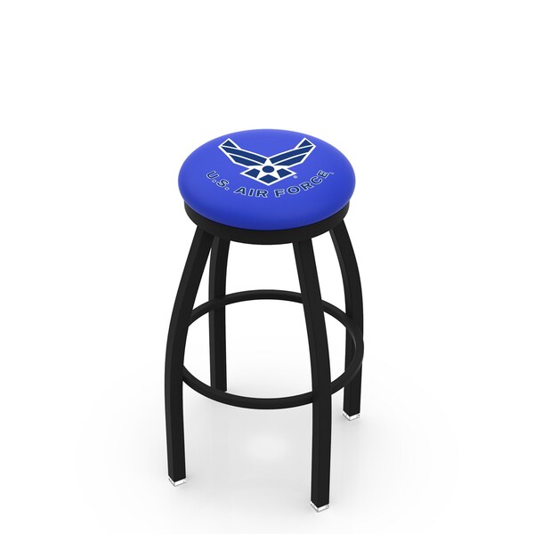 25" Blk Wrinkle U.S. Air Force Swivel Bar Stool, Accent Ring